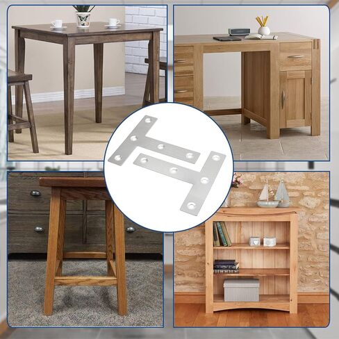 20 قطعة دعامة زاوية مسطحة على شكل حرف T 80 مم × 80 مم (3.15 بوصة × 3.15 بوصة) دعامة مسطحة على شكل حرف T، ألواح إصلاح مسطحة على شكل حرف T من الفولاذ المقاوم للصدأ مع مسامير للإطار والأثاث والخزانة. in Kuwait