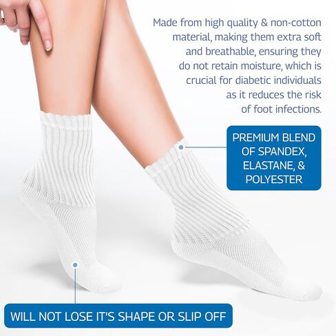 Pure Stride Diabetic Socks Quarter Length - Non-Binding Top, Ventilated Mesh Knit with Seamless Toe for Men and Women in Saudi Arabia