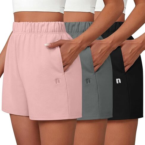 Neer 3 Pcs Women's Sweat Shorts 2024 Casual Summer Athletic Shorts Loose Shorts Comfy High Waist Shorts with Side Pockets in Saudi Arabia
