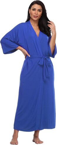 رداء كيمونو قطني نسائي طويل منسوج، رداء نوم ناعم وخفيف الوزن in Kuwait