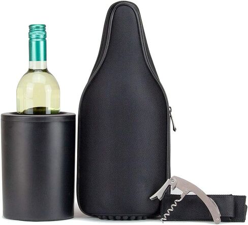 CaddyO™ Cloth Wine Tote with gel-infused wine chiller, bottle opener & shoulder strap in Saudi Arabia