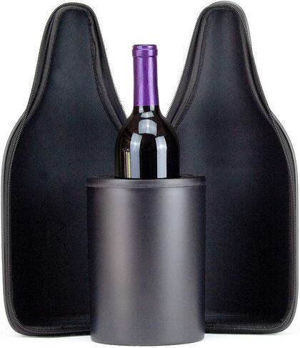 CaddyO Leather Wine Tote Gel-Infused Chiller, Handle, Bottle Opener & Shoulder Strap in Saudi Arabia