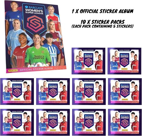 حزمة Super League للسيدات مع مجموعة ملصقات 2023/24 للمبتدئين والتي تحتوي على 1x ألبوم Panini WSL لكرة القدم و10x حزم ملصقات in Saudi Arabia