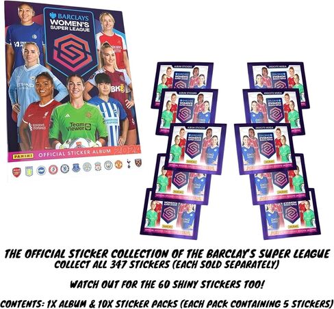 حزمة Super League للسيدات مع مجموعة ملصقات 2023/24 للمبتدئين والتي تحتوي على 1x ألبوم Panini WSL لكرة القدم و10x حزم ملصقات in Saudi Arabia