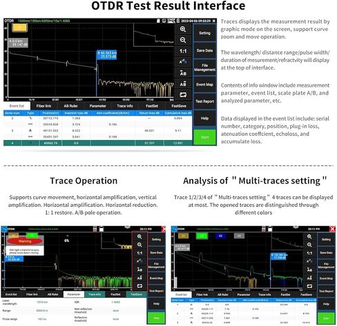 Henkion Optical Fiber Tester Wavelengh 1310/1550nm Dynamic Range 26/24dB Auto OTDR Fiber Test SC/UPC Optica Fiber Tool LS OPM VFL OLS Event Map Network Tools Cable Tester File Setting/Report in Saudi Arabia