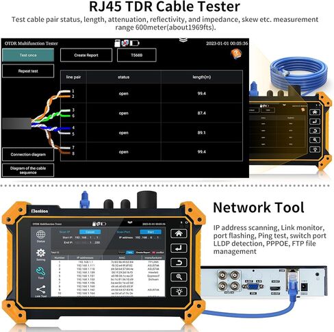Henkion Optical Fiber Tester Wavelengh 1310/1550nm Dynamic Range 26/24dB Auto OTDR Fiber Test SC/UPC Optica Fiber Tool LS OPM VFL OLS Event Map Network Tools Cable Tester File Setting/Report in Saudi Arabia