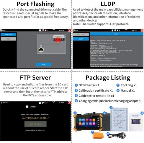 Henkion Optical Fiber Tester Wavelengh 1310/1550nm Dynamic Range 26/24dB Auto OTDR Fiber Test SC/UPC Optica Fiber Tool LS OPM VFL OLS Event Map Network Tools Cable Tester File Setting/Report in Saudi Arabia