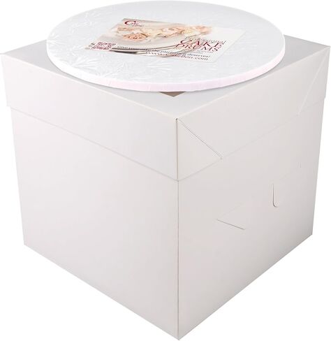 Cakebon Cake Boxes with Cake Drums (White, 12 inch) 1/2" Thick (1-pack) - Cake Boxes 12 Inch for Birthdays, Weddings and Christmas Parties - Cake Boxes with Window in Saudi Arabia