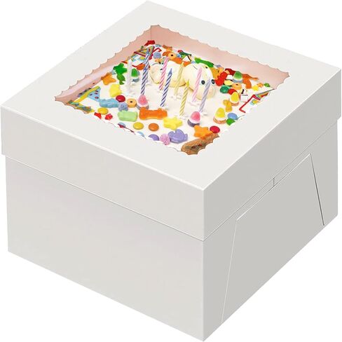 15pcs Cake Boxes, 12x12x8 Inches White Bakery Boxes with Window Tall Dessert Cardboard Boxes for Pastries, Desserts, Cupcakes, Pie- Cake Decorating Supplies in Saudi Arabia