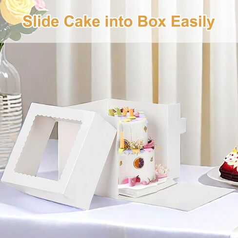 15pcs Cake Boxes, 12x12x8 Inches White Bakery Boxes with Window Tall Dessert Cardboard Boxes for Pastries, Desserts, Cupcakes, Pie- Cake Decorating Supplies in Saudi Arabia