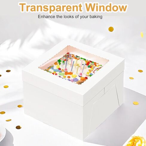 15pcs Cake Boxes, 12x12x8 Inches White Bakery Boxes with Window Tall Dessert Cardboard Boxes for Pastries, Desserts, Cupcakes, Pie- Cake Decorating Supplies in Saudi Arabia