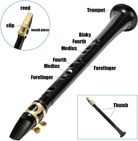 ساكسفون صغير محمول باللون الأسود على شكل حرف C ساكسفون صغير مع حقيبة حمل أداة نفخ خشبية in Kuwait