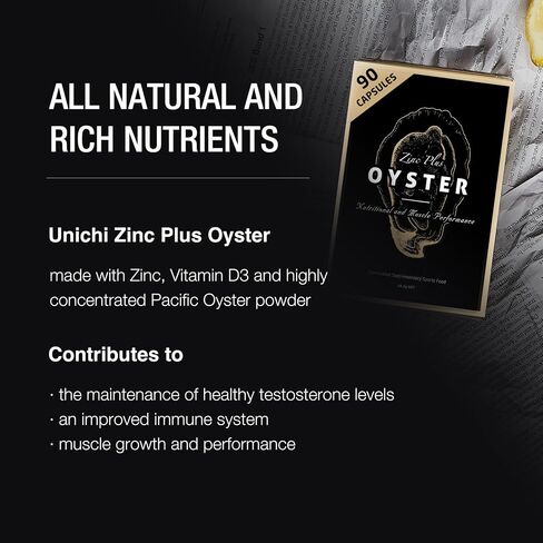 Unichi Zinc Plus Oyster Supplement, Pacific Oyster Extract to Support Energy & Immune, 90 Capsules in Saudi Arabia
