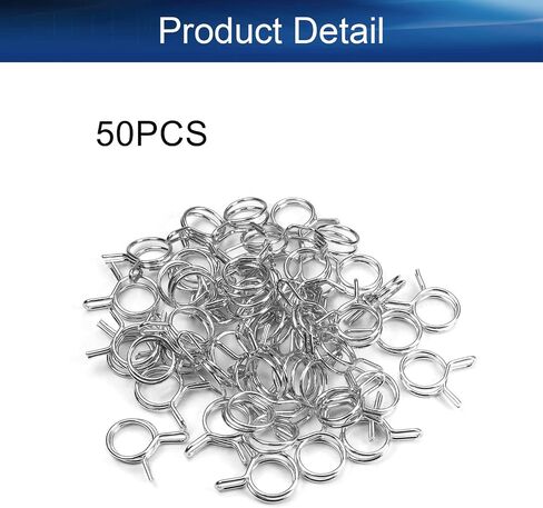 Yinpecly Double Wire Spring Hose Clamp 6mm(ID) Double Wire Fuel Line Silicone Hose Tube Spring Clips Silver Tone 50PCS in Saudi Arabia