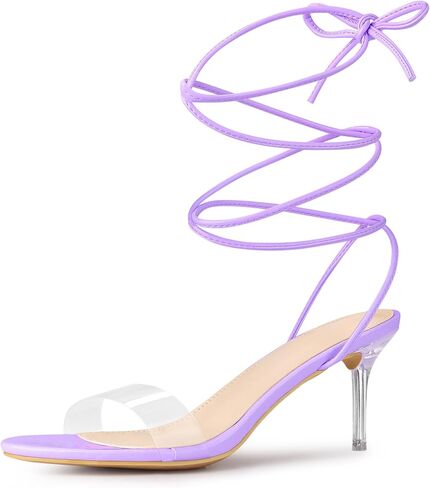 Allegra K Women's Strappy Clear Lace Up Stiletto Heels Sandals in Saudi Arabia