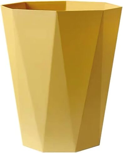 Polygon Small Trash Can Round Plastic Wastebasket, Wastebasket Garbage Container Bin for Bathrooms, Kitchens, Home Offices, Kids Rooms (Mustard Yellow-S) in Saudi Arabia