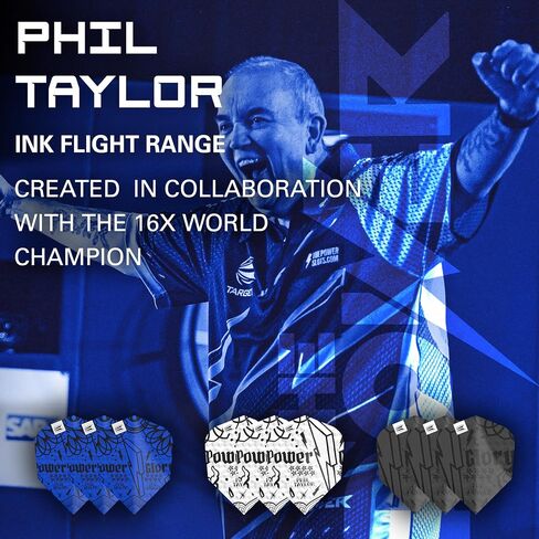 لعبة سهام الهدف Phil Taylor Ink Design Ten-X Dart Flights - مجموعة من 3 مجموعات (9 في المجموع) in Saudi Arabia