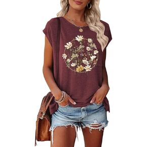 Women's Floral Tank Tops Casual Summer Cap Sleeve Sleeveless Wildflowers Floral Graphic Tees Tops in Kuwait