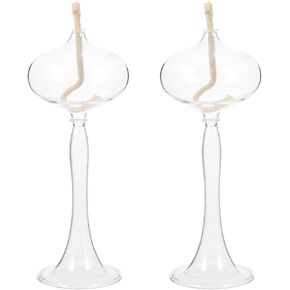 Garneck Refillable Liquid Petite Handheld Oil Lamp - Unique Design Tall Kerosene Lamp for Home Party Decor - Transparent Glass Oil Lamp for Colored Lamp Oil