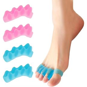 Toe Separators for Women/Men (4 PCS), Soft Toe Spacers Bunion Corrector for Women/Men, Gel Toe Spacers for Foot Pain Relief (Pink/Blue), Universal Size in Kuwait
