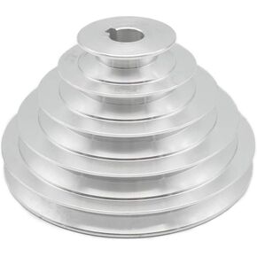 5 Step A Type V-Belt Pagoda Pulley Belt Outer Dia 55-150MM (Hole Dia 14MM-28MM) (14MM), Silver