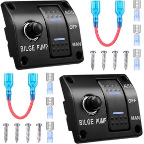 2 Sets Bilge Pump Switch (on-off-on) 3 Way Bilge Pump Switch Panel 12v/24v Bilge Pump for Boats (Built in 15A Circuit Breaker) in Saudi Arabia