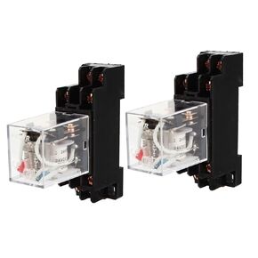 uxcell Coil Power Relay DPDT DIN Rail Mounted JQX-13F with Socket, 2 Piece, DC 24V, 8 Pin, 35 mm