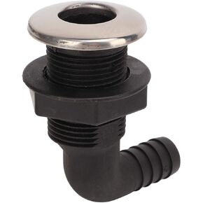 90-Degree Angled Thru-Hull Connector, 3/4in Marine Elbow Outlet Black Nylon Hull Hose Connector Marine Hardware Accessories