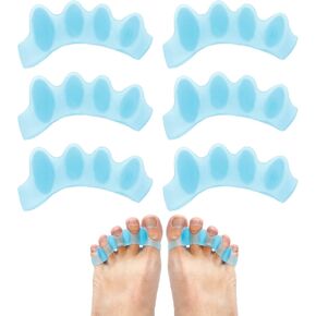 3 أزواج من أدوات تمليس أصابع القدم ومصحح وفاصل أصابع القدم من السيليكون لأصابع القدم للنساء والرجال (أزرق) in Kuwait