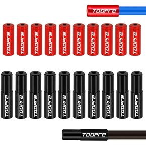20 Pieces Bike Cable End Caps 10Pcs 5mm Brake Cable End Cap (Black) and 10Pcs 4mm Shift Cable End Caps (red) Aluminum Alloy Shift Cable Ends Bicycle Cable Ferrules Cable Caps Tool