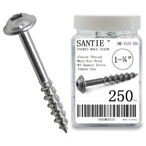 Zinc Pocket-Hole Screws 1-1/4", 8 Coarse, Washer Head, 250 Count (SML-C125-250)