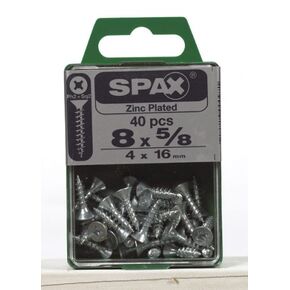Spax Multi-Material Screw 5/8 " Zinc Phillips/Square Multiple Material Thread Flat Head Box 40
