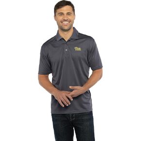 Men's Collegiate Premium Moisture Wicking Dark Gray Icon Polo, Pittsburgh Panthers, Dark Gray, X-Large