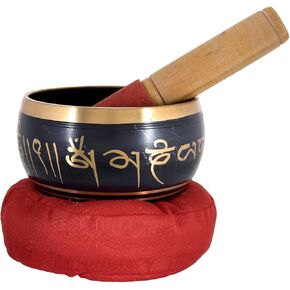 RAJRANG Tibetan Singing Bowl Set - Meditation Crystal Sound Bowl Hand Percussion Sound Effects Handcrafted for Healing and Mindfulness D-4" x H-7"
