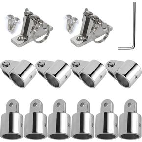 Bimini Top Hardware, 12 Pieces Boat Fittings Fits 7/8'' OD 3 Bow Tube 316 Stainless Steel Heavy Dudy Parts for Canopy