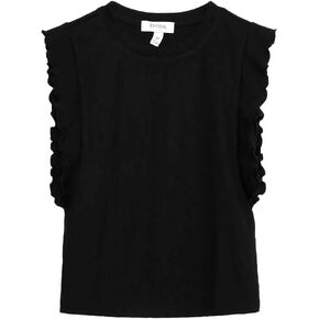 Speechless Girls' Rib Knit Flutter Sleeve Top