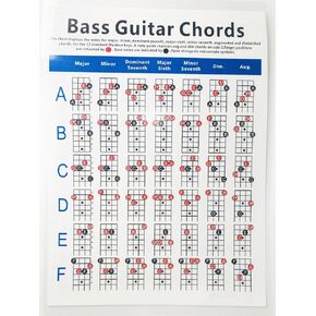 Bass Guitar Chords Chart - The Ultimate 4-String Guitar Chord Bass Trainer Tool for Beginners, Adults, Kids, Music Enthusiasts - Convenient and Practical Music Stuff for Home or School