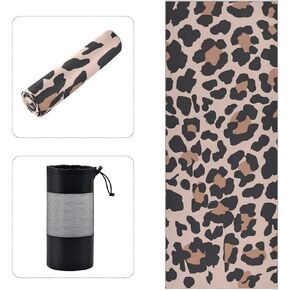 ALAZA Vintage Animal Leopard Pattern Yoga Towel Non Slip Soft Sweat Absorbent Mat Towel for Hot Yoga Exercise Pilates 73x27 Inches