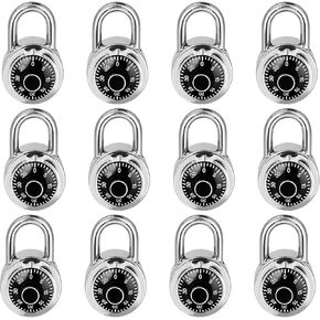 Standard Dial Combination Lock, Black Turnplate 2 in. Wide; Fixed Three Digital Combination; Pack of 12; Lock for School，Gym & Sports Locker, Toolbox, Gate, Case