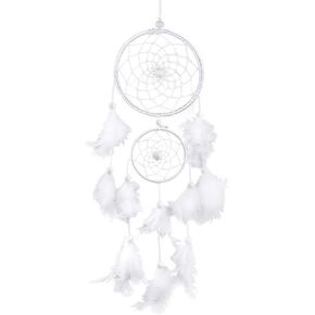 White Dream Catcher Wind Chimes Handmade Beaded Feather Dreamcatcher for Car Kids Bed Room Wall hanging Decoration