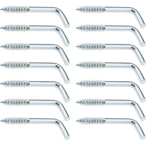 eMagTech 100PCS L Hook Screws Screw-in Hooks Screws Carbon Steel 7-Shaped Screws Right-Angle Hook for Hanging Keys Traction Ropes Clothes 40x15mm