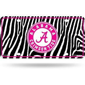 Rico Industries NCAA Alabama Crimson Tide Zebra Metal Auto Tag 8.5" x 11" - Great for Truck/Car/SUV