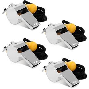 4 Pack Coach Whistle with Lanyard, Whistles for Coaches, Sports Whistle, Coaches Whistle, Whistles for Teachers Kids Bulk Loud Whistle Crisp Sound for Teachers Polices Coaches and Referees