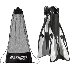 زعنفة فليبر من مجموعة رابيدو بوتيك بكعب مفتوح وقابل للتعديل مع حقيبة حمل معدات الغطس، أبيض، ML/XL in Kuwait