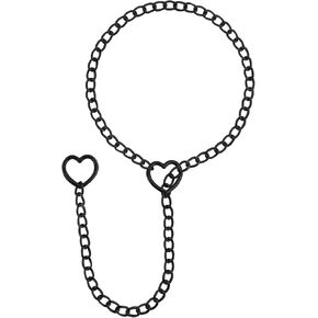 Vintage Love Heart Pendant Punk Choker Goth PU Leather Collar for Women