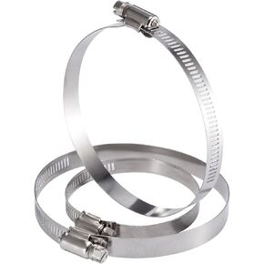 2PS Ducting Clamps, 304 Stainless Steel 6inch Adjustable Hose Clamps with Worm Drive 141-165mm for Ducting, Heating, Cooling, Exhaust, and Ventilation