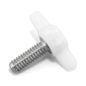 1/4"-20 x 3/4" Thumb Screw Stainless Steel - White Tee Wing Plastic Knob - Standard/Coarse Thread ThumbScrew - Length: 0.750" - Proudly Built in USA - Package of (10)