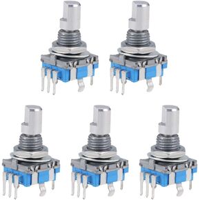 uxcell 360 Degree Rotary Encoder Code Switch Digital Potentiometer 5 Pins 15mm D-Shaft 5Pcs