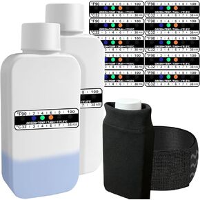 3oz Urine Test Complete Kit includes 2 Translucent Portable Travel Empty Bottles, Adhesive Temperature Test Strips,1 Neoprene Bag and 1 Hi-Stretch Hidden Leg Straps