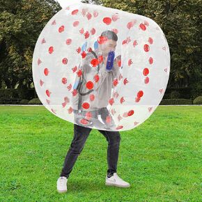 Houseables Human Bubble Ball, Human Hamster Ball, 1 Pack, Blue & Clear, 5FTx4FT, Zorb Ball, Bumper Balls for Adults & Kids, Giant Hamster Ball for Humans, Bubble Soccer, Inflatable Balls to Get Inside